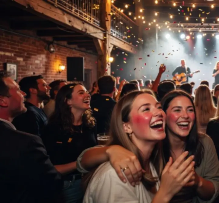 Ünneplő tömeg egy hangulatos rendezvényhelyszínen
